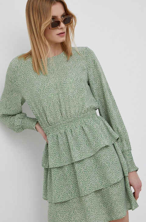 JDY rochie culoarea verde, mini, evazati