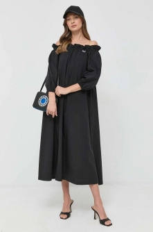 Karl Lagerfeld rochie culoarea negru, midi, drept