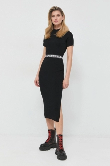 Karl Lagerfeld rochie culoarea negru, midi, mulata