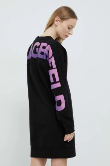 Karl Lagerfeld rochie culoarea negru, midi, oversize