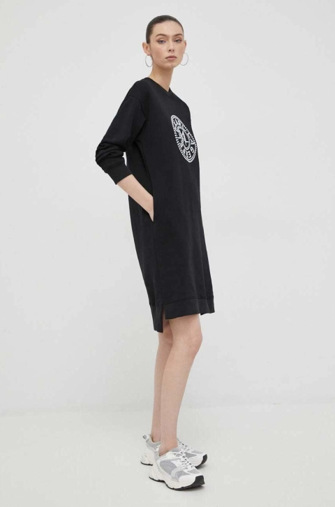 Karl Lagerfeld rochie din bumbac culoarea negru, mini, oversize