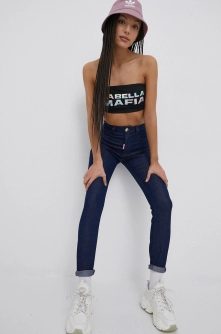 LaBellaMafia jeansi femei, culoarea albastru marin,