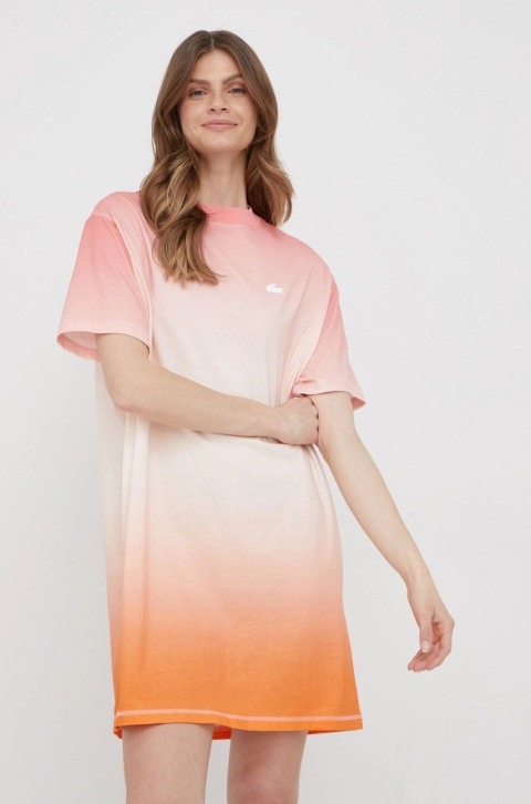 Lacoste rochie din bumbac culoarea portocaliu, mini, drept