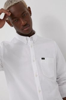 Lee camasa din bumbac barbati, culoarea alb, cu guler button-down, regular
