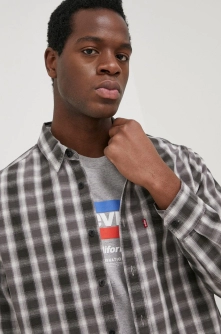 Levi's camasa barbati, culoarea gri, cu guler clasic, regular