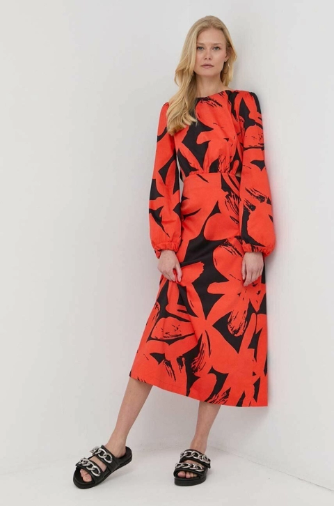 Liviana Conti rochie culoarea portocaliu, midi, drept