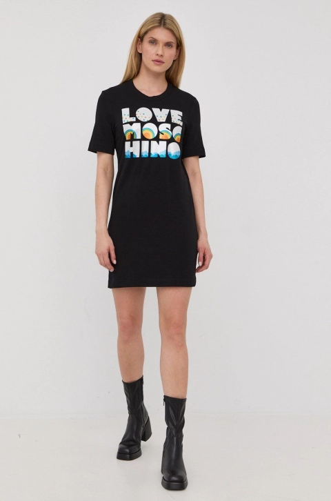 Love Moschino rochie culoarea negru, mini, drept