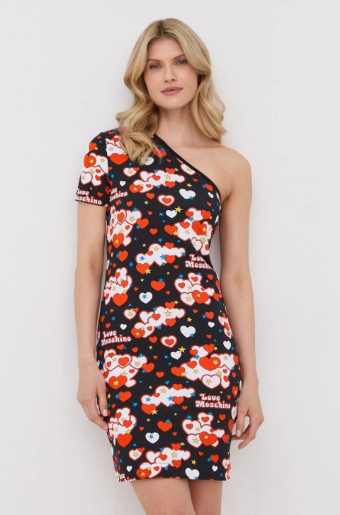 Love Moschino rochie culoarea negru, mini, drept