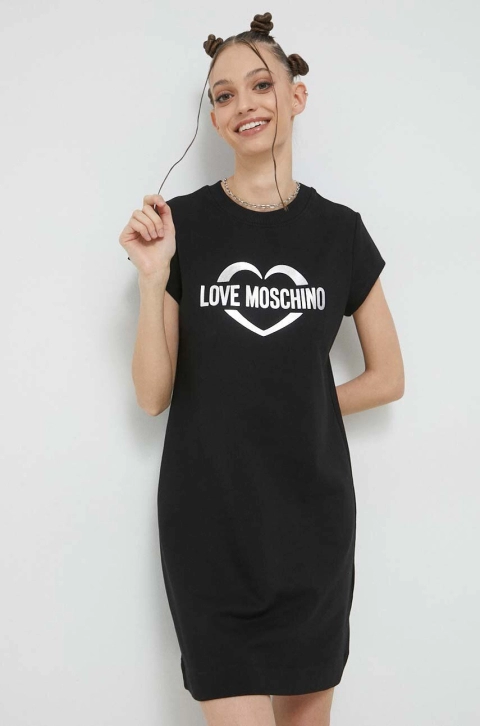 Love Moschino rochie culoarea negru, mini, drept