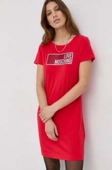 Love Moschino rochie culoarea rosu, mini, mulata