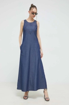 Love Moschino rochie jeans culoarea albastru marin, maxi, evazati