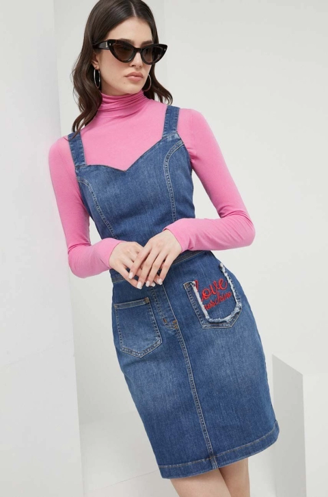 Love Moschino rochie jeans mini, drept