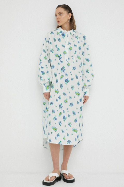 Lovechild rochie din bumbac culoarea alb, midi, oversize