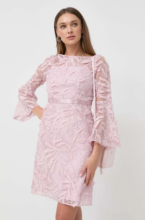 Luisa Spagnoli rochie culoarea roz, mini, drept