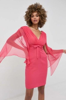 Luisa Spagnoli rochie de matase culoarea portocaliu, mini, drept