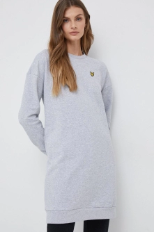 Lyle & Scott rochie din bumbac culoarea gri, mini, drept