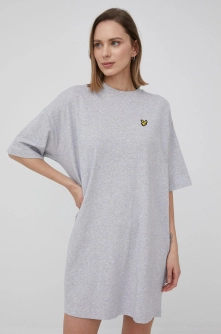 Lyle & Scott rochie din bumbac culoarea gri, mini, oversize