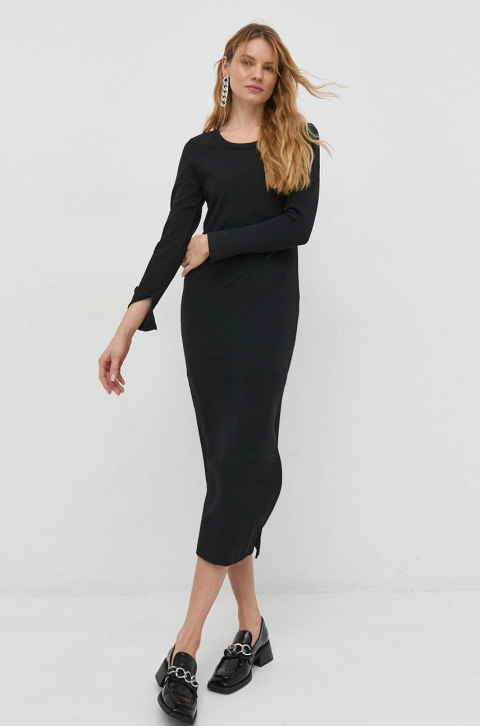 Marc O'Polo rochie culoarea negru, midi, mulata