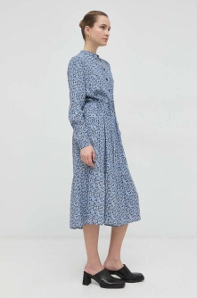 Marc O'Polo rochie DENIM culoarea albastru marin, midi, evazati