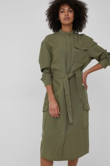 Marc O'Polo rochie din amestec de in culoarea verde, mini, drept