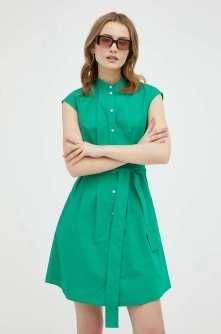 Marc O'Polo rochie din bumbac culoarea verde, mini, drept