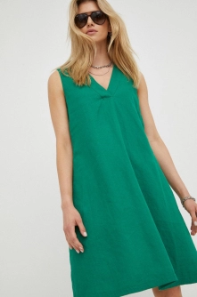 Marc O'Polo rochie din in culoarea verde, mini, drept