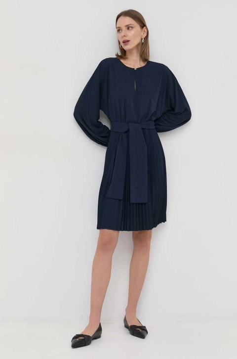 Marella rochie culoarea albastru marin, mini, evazati