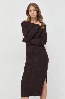 Marella rochie culoarea maro, midi, mulata