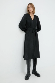 Marella rochie culoarea negru, midi, evazati