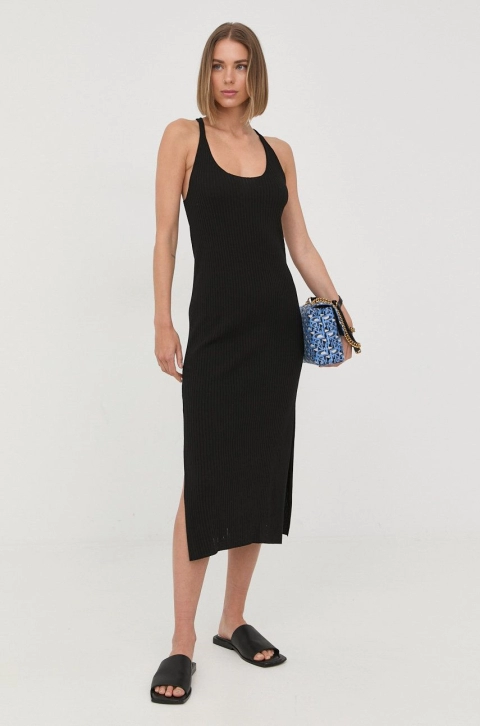 Marella rochie culoarea negru, midi, mulata