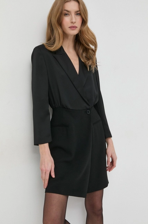 Marella rochie culoarea negru, mini, mulata