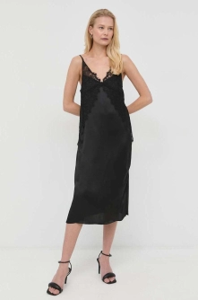 Marella rochie din amestec de matase culoarea negru, mini, drept