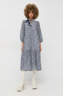 MAX&Co. rochie din amestec de matase culoarea albastru marin, midi, evazati