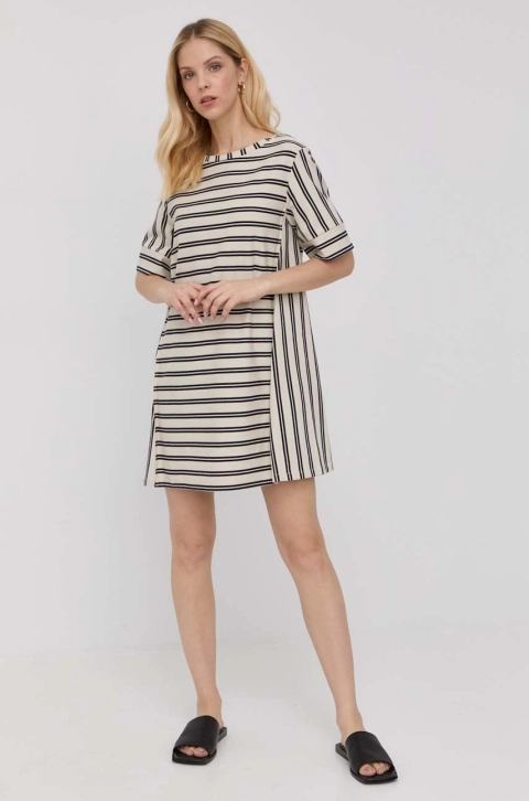 MAX&Co. rochie din bumbac culoarea bej, mini, evazati