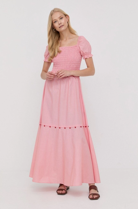 MAX&Co. rochie din bumbac culoarea portocaliu, midi, evazati