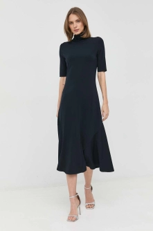 Max Mara Leisure rochie culoarea albastru marin, maxi, evazati