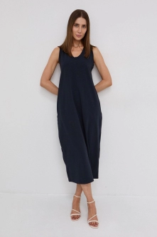 Max Mara Leisure rochie culoarea albastru marin, midi, evazati