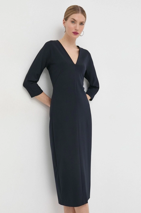 Max Mara Leisure rochie culoarea albastru marin, midi, mulata
