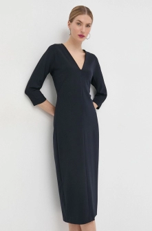 Max Mara Leisure rochie culoarea albastru marin, midi, mulata