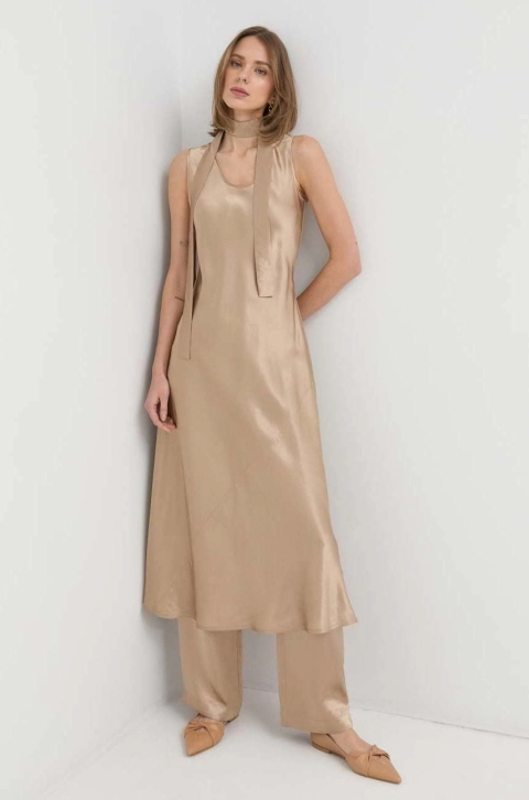 Max Mara Leisure rochie culoarea auriu, maxi, drept