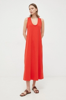 Max Mara Leisure rochie culoarea portocaliu, midi, drept