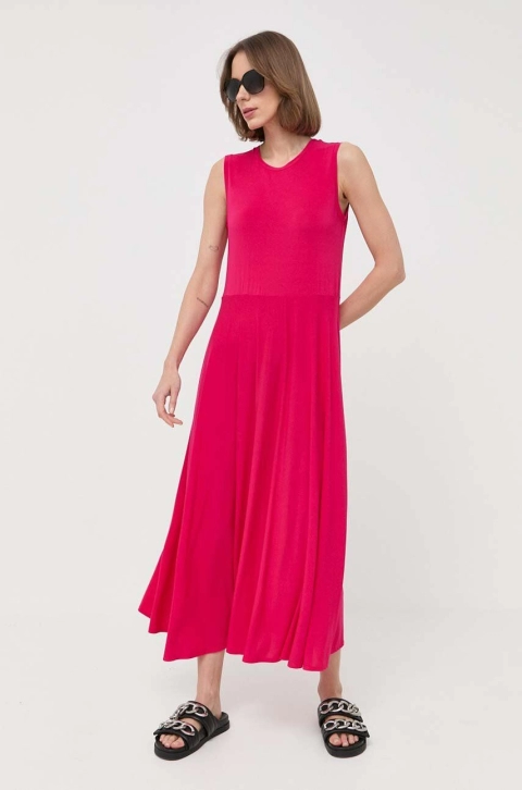 Max Mara Leisure rochie culoarea roz, midi, evazati