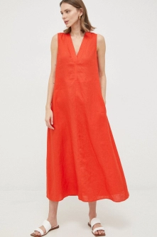 Max Mara Leisure rochie din in culoarea rosu, midi, oversize