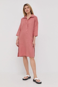 Max Mara Leisure rochie din in culoarea roz, mini, oversize