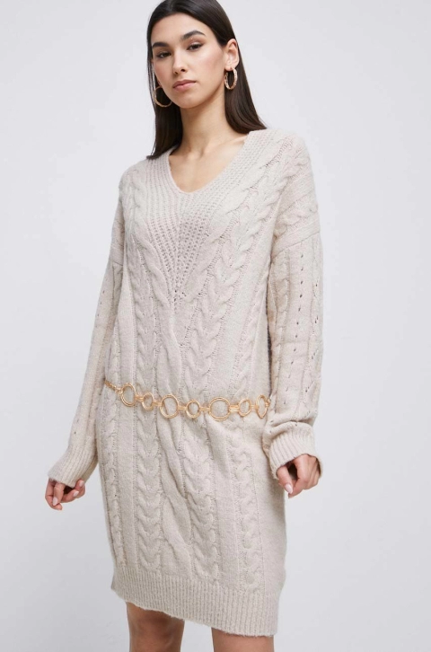 Medicine rochie culoarea bej, mini, oversize