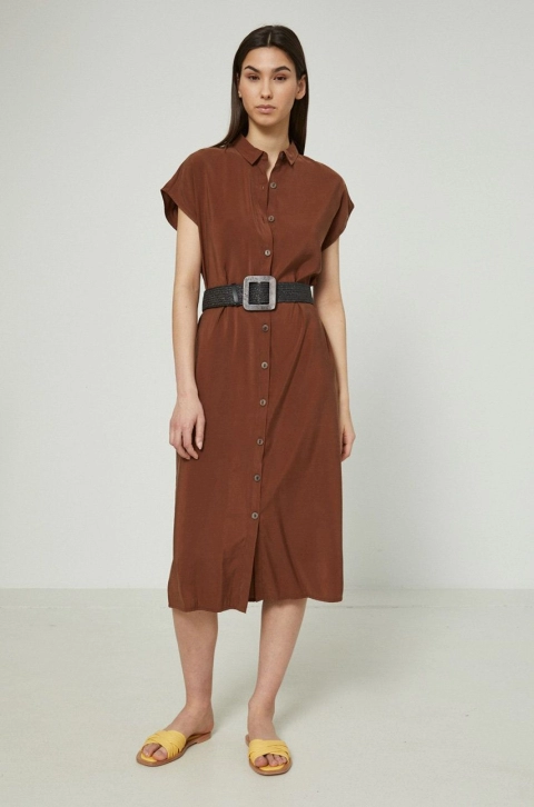 Medicine rochie culoarea maro, midi, drept
