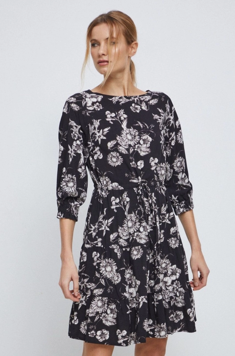 Medicine rochie culoarea negru, midi, evazati