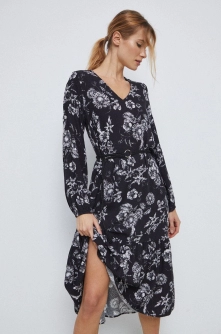 Medicine rochie culoarea negru, midi, evazati