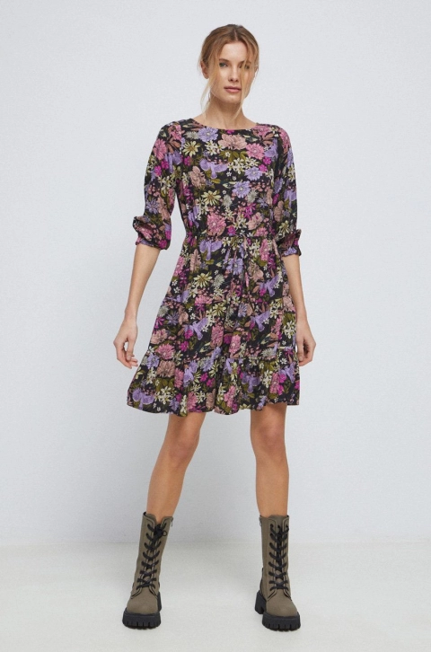 Medicine rochie culoarea negru, midi, evazati