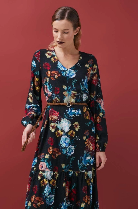 Medicine rochie culoarea negru, midi, evazati